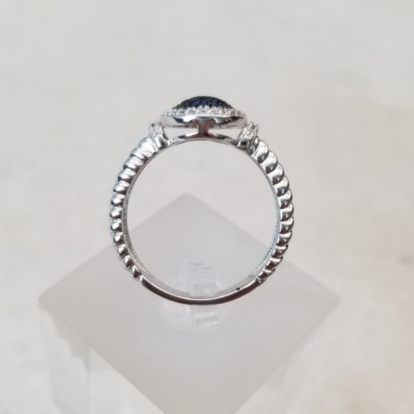 Sterling Blue Spinel Pave Ring - Picture 4 of 8